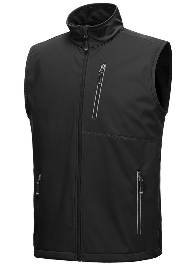 33,000ft Men's Windproof Lightweight Golf Vest Outerwear with Pockets, Softshell Sleeveless Jacket for Running Hiking Sports, Black, L - Image 1
