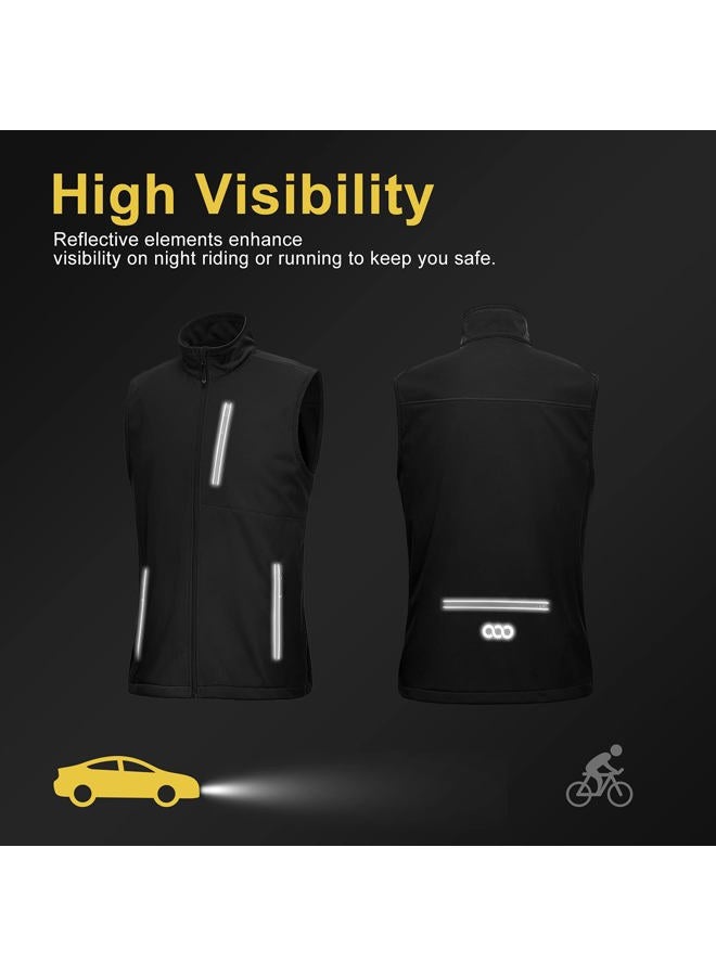 33,000ft Men's Windproof Lightweight Golf Vest Outerwear with Pockets, Softshell Sleeveless Jacket for Running Hiking Sports, Black, L - Image 5