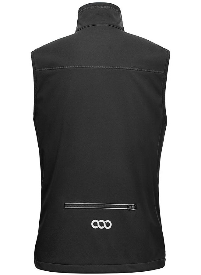 33,000ft Men's Windproof Lightweight Golf Vest Outerwear with Pockets, Softshell Sleeveless Jacket for Running Hiking Sports, Black, L - Image 3