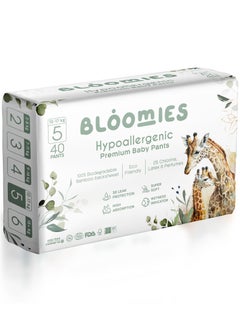 Bloomies Bloomies Premium Baby Pants with wetness indicator | Eco-friendly and Hypoallergenic Nappy Pants Made with 100% Bamboo | Baby Pants Size 5 for babies 12-17kg x 40pcs  - Image 1