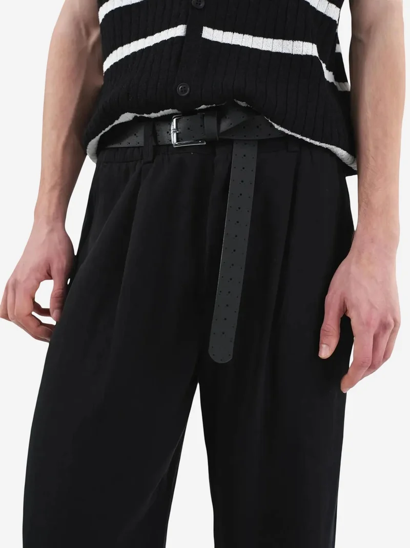 Giesto Black GIESTO Wide Leg Pleated Trousers for Men | Best Price UAE