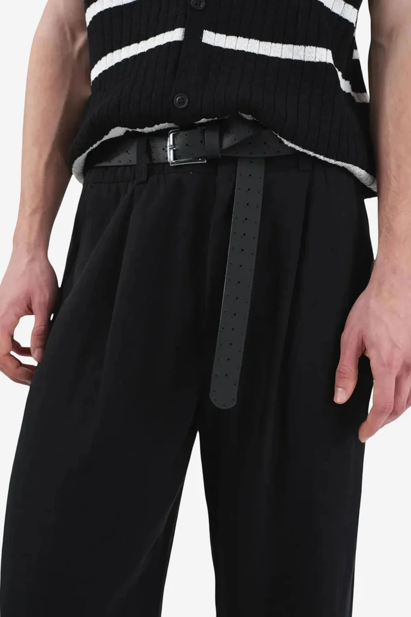 Giesto Black GIESTO Wide Leg Pleated Trousers for Men | Best Price UAE