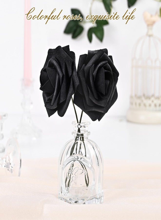 BLEUM CADE 16Pcs Artificial Flowers Fake Roses with Stems, Black Boxed Foam Roses for DIY Bouquets Centerpieces Wedding Party Arrangement Bridal Shower Decor - Image 4