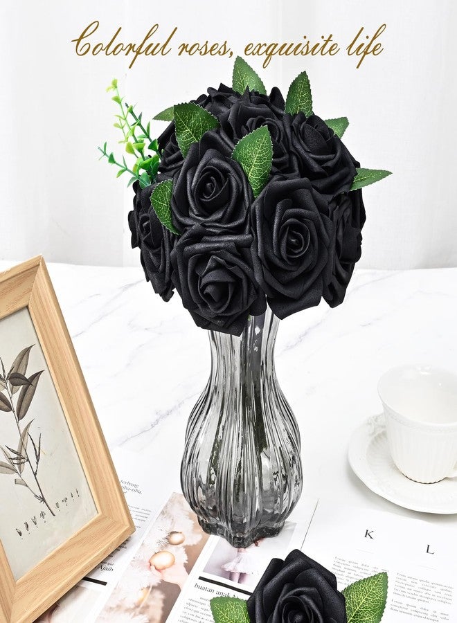 BLEUM CADE 16Pcs Artificial Flowers Fake Roses with Stems, Black Boxed Foam Roses for DIY Bouquets Centerpieces Wedding Party Arrangement Bridal Shower Decor - Image 5