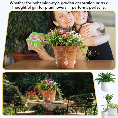 BrightRow Sun Catcher Plant Hanger with Beads and Glass Crystal Beaded Plant Accessories for Indoor Home Rainbow Decor Pot Accessory(Flower Pot Not Included) (Heart) - Image 5
