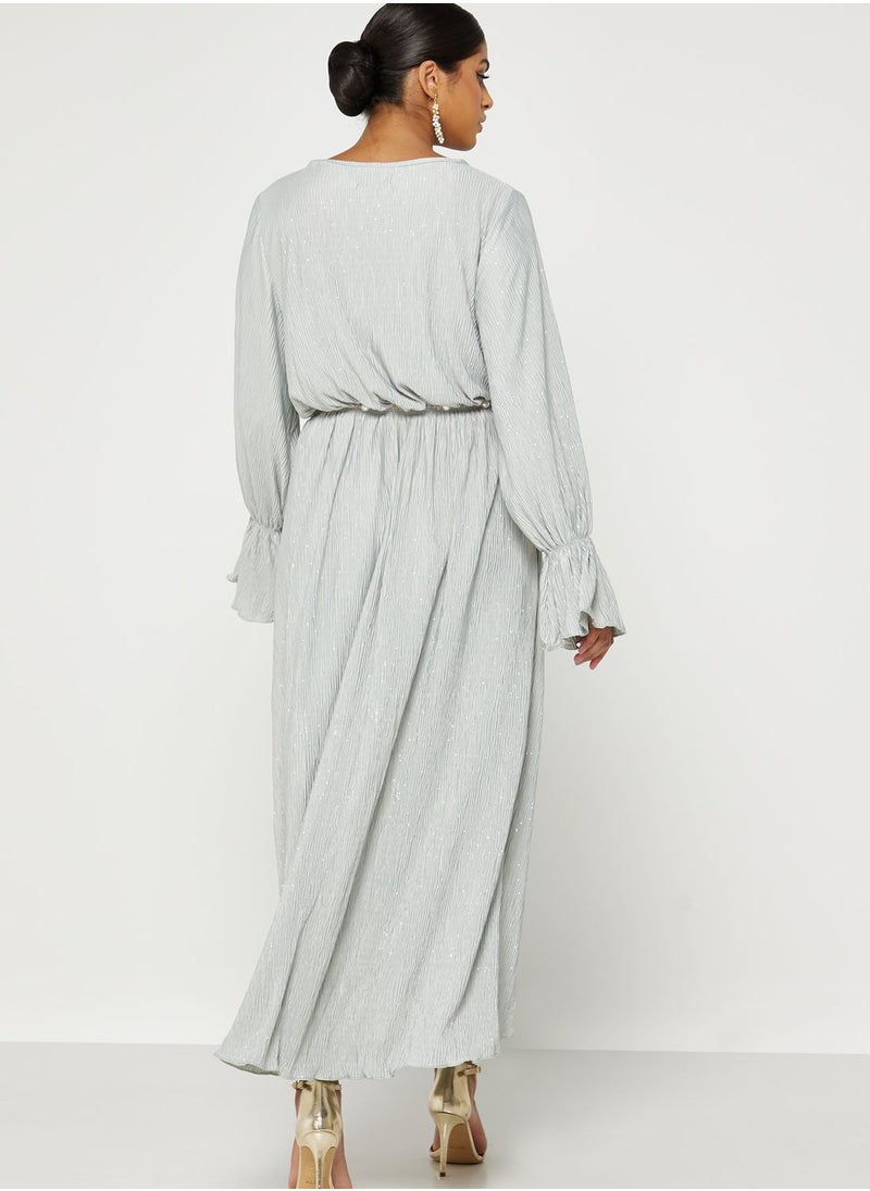Khizana - Textured Dress With Belt - Image 1