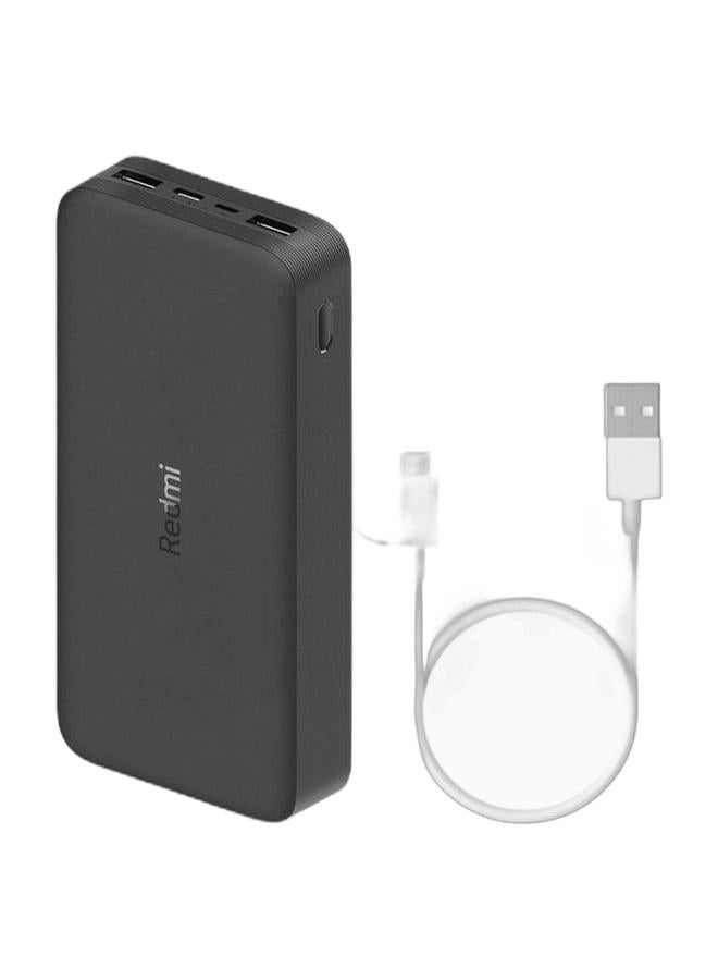 Xiaomi 20000mAh High-Speed Charging Technology Powerbank 18 watt Black & 2-In-1 MicroUSB To Type-C Cable WhiteBundle - Image 1
