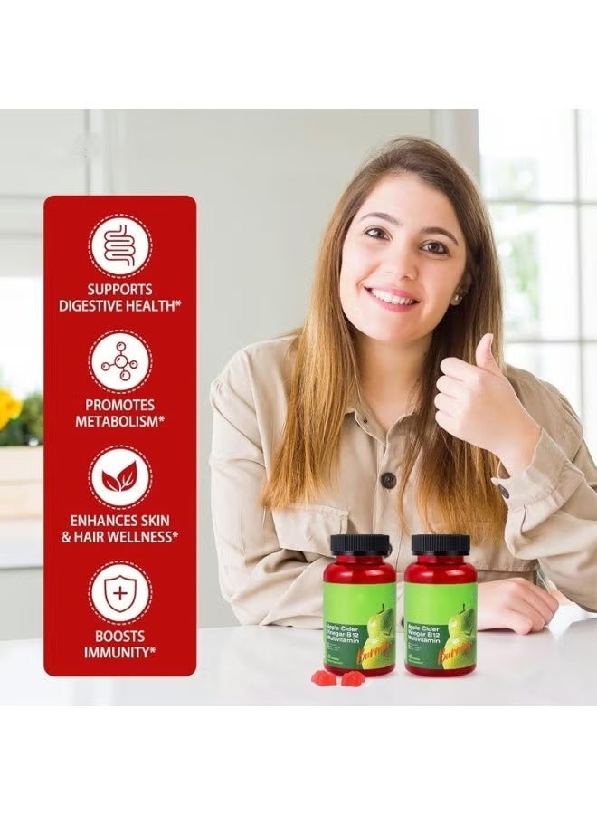 بيرنينج لوف علاقات خل التفاح مع B12 (60 علاقة) | فيتامين B12 + ACV Core | يدعم الهضم والطاقة والأيض | لذيذ ، غير المعدلة وراثيا ، خالي من الغلوتين | لا طعم خل مرير - Image 5