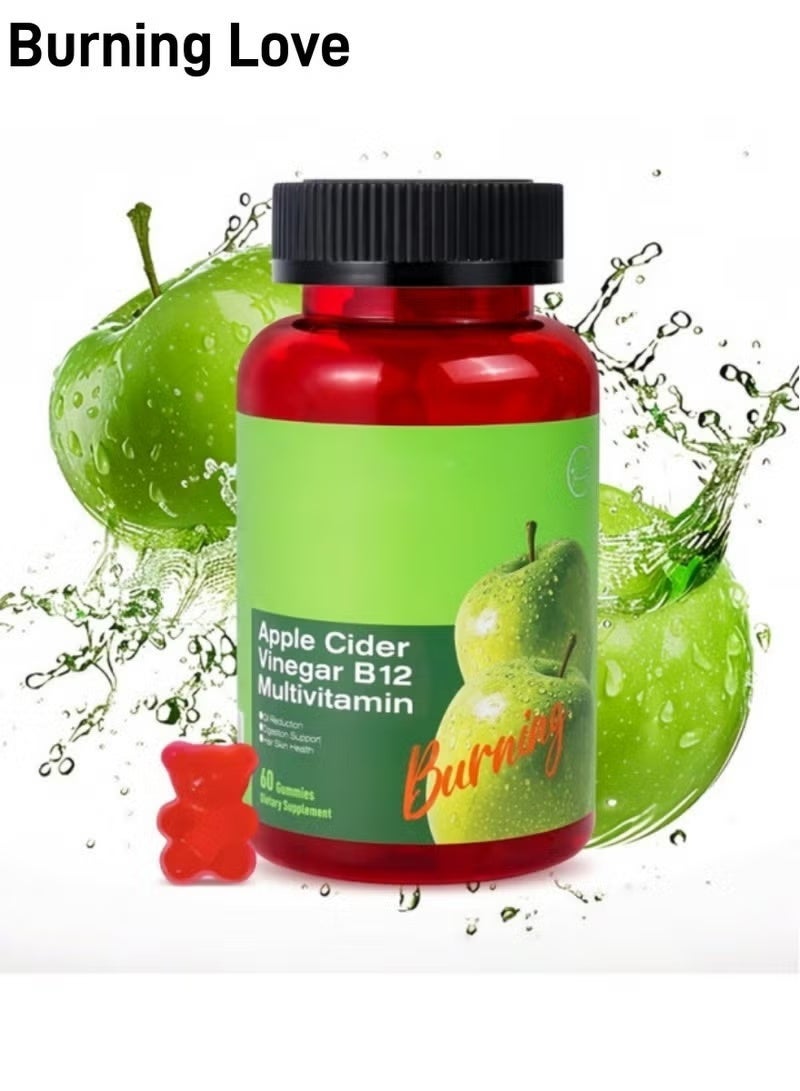 بيرنينج لوف علاقات خل التفاح مع B12 (60 علاقة) | فيتامين B12 + ACV Core | يدعم الهضم والطاقة والأيض | لذيذ ، غير المعدلة وراثيا ، خالي من الغلوتين | لا طعم خل مرير - Image 1