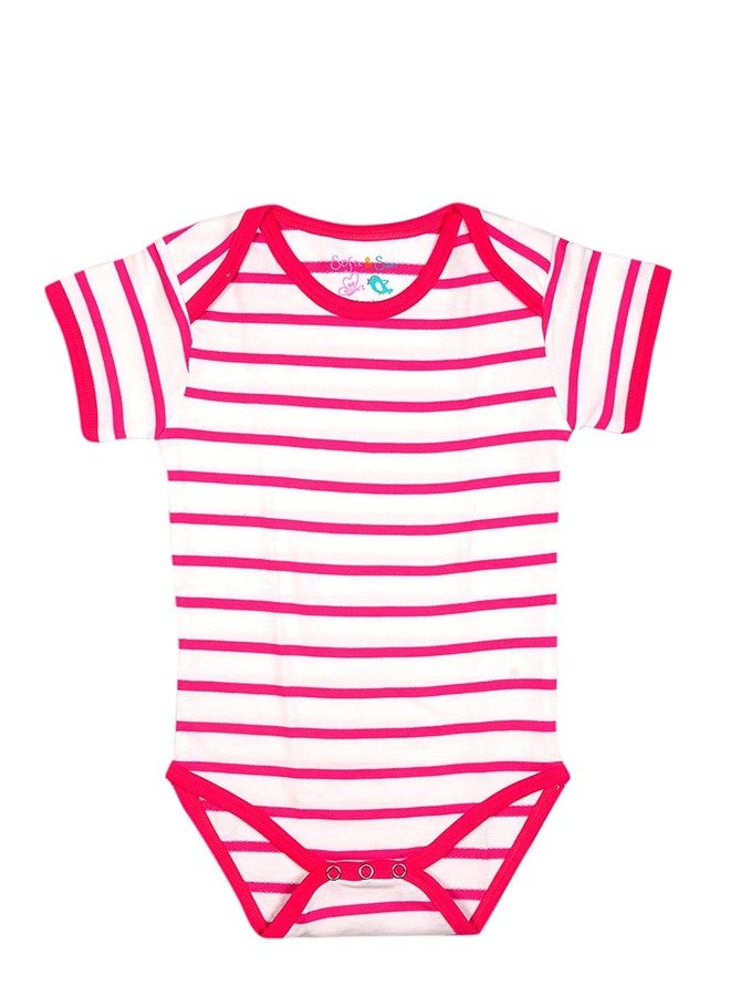 Sofie & Sam Premium Cotton 1 Pc Baby Romper Half Sleeves (3-6) Months - Stripes/Red - Image 1