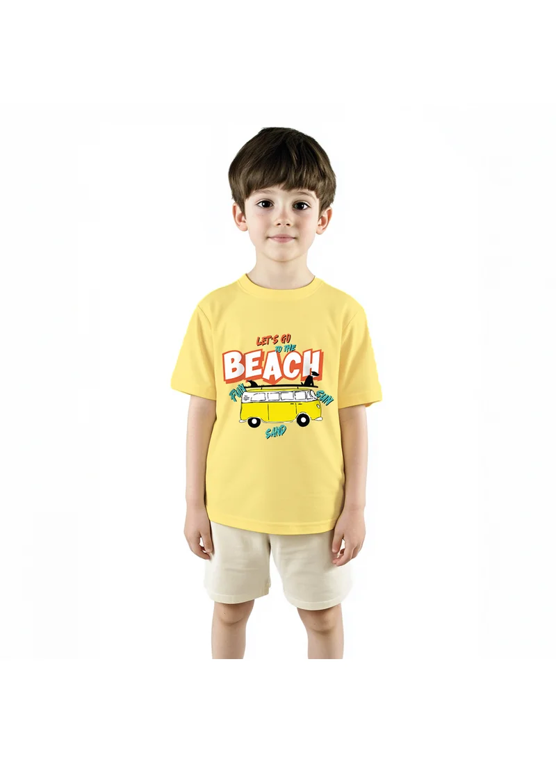 نوتيناتي Nautinati Boys' Cotton Beach Graphic Printed Half Sleeve T-shirt