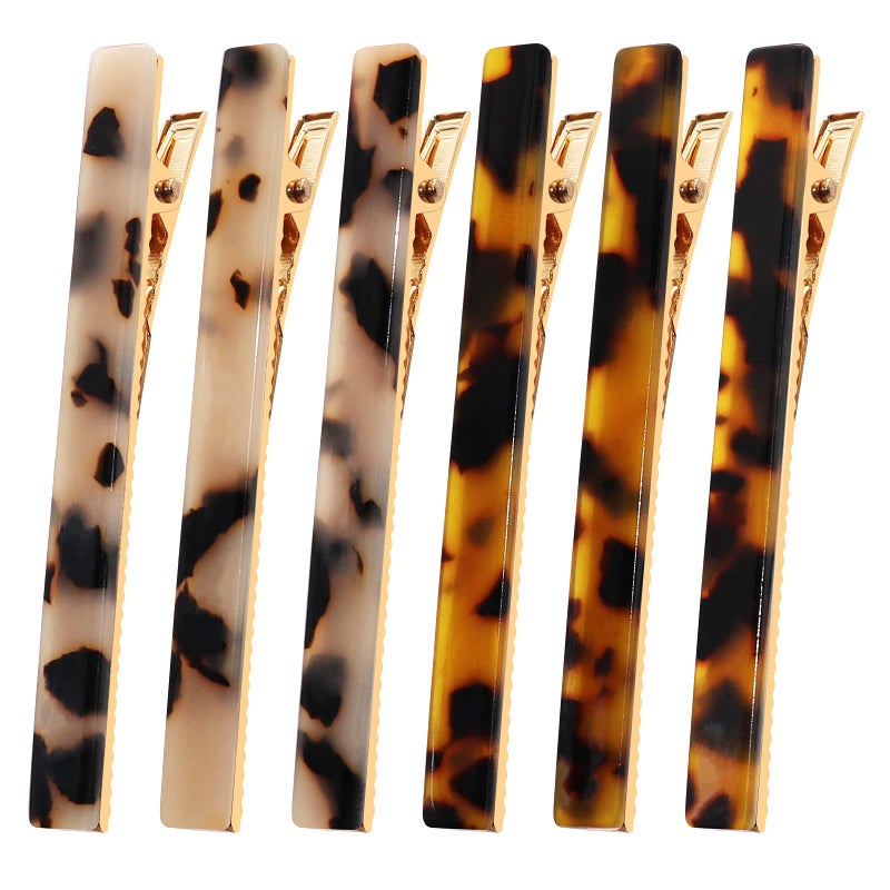 Cobahom 6 Pack Leopard Print Hair Clips Duckbill Hair Clip Metal Duck Teeth Hair Pins Chic Tortoise Shell Hair Barrettes for Women and Girls - Image 1