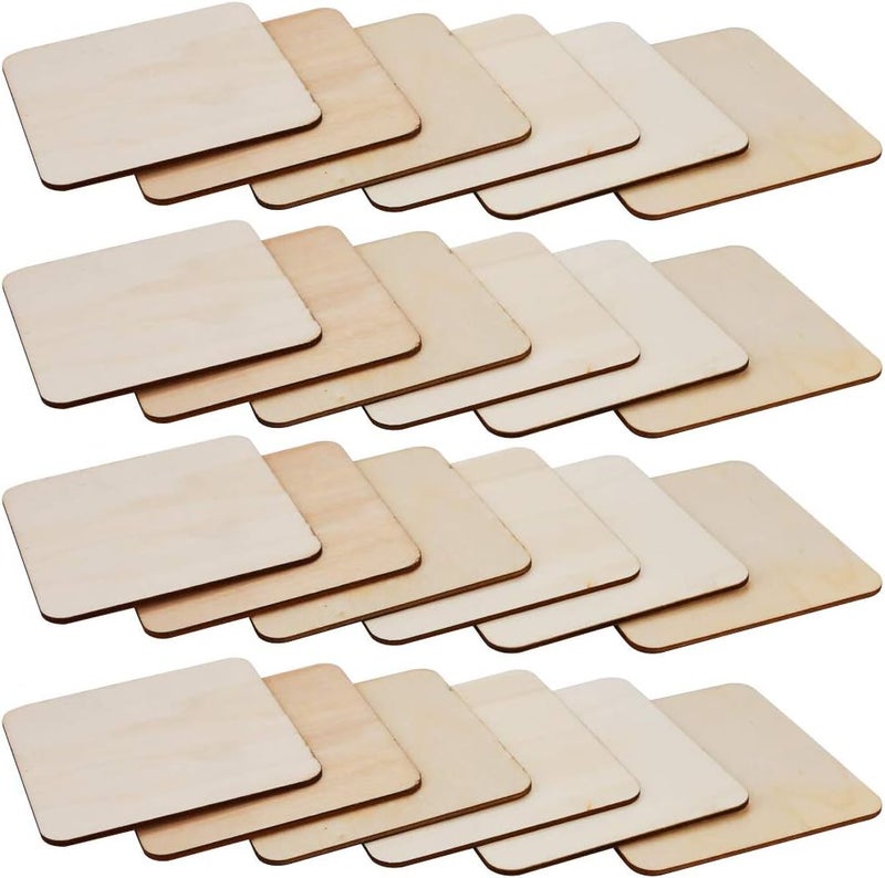 SKPPC 40Pcs Unfinished Laser Engraving Carving Blank Wood Pieces for Painting, Coasters, DIY Arts Craft Project, Staining and Decorations - Image 4