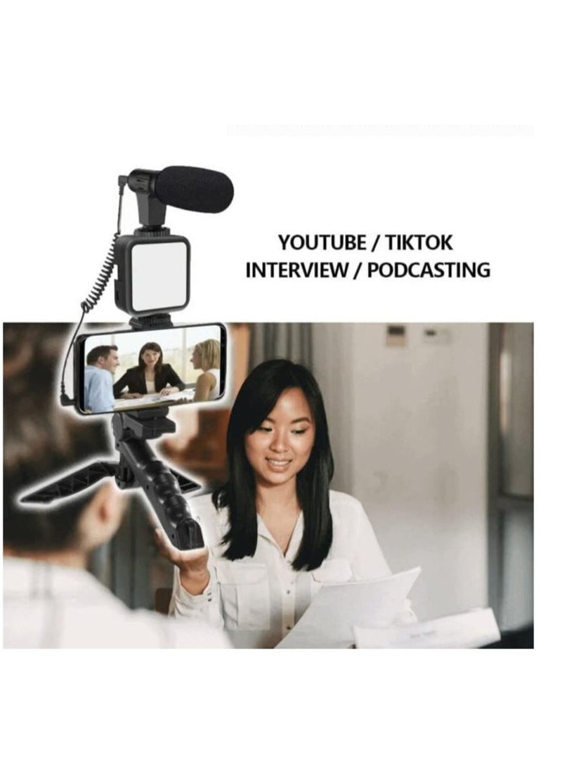 Smartphone  Camera Vlogging Studio Kits Video Shooting Photography Suit with Microphone LED Fill Light Mini Tripod - Image 2