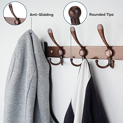 TICONN Wall Mounted Coat Rack, Five Heavy Duty Tri Hooks All Metal Construction for Jacket Coat Hat in Mudroom Entryway (Antique Bronze, 2-Pack) - Image 4