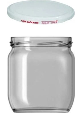 Viyalente 10 Pieces White Metal Lid Glass Jar 425 cc HSR425  - Image 1