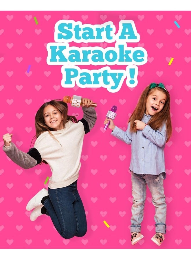 إلترازون 2-Pack Kids Karaoke Microphones - Portable Bluetooth Singing Toys for Boys and Girls, Ideal Birthday Gifts (Rose Gold & Purple) - Image 4