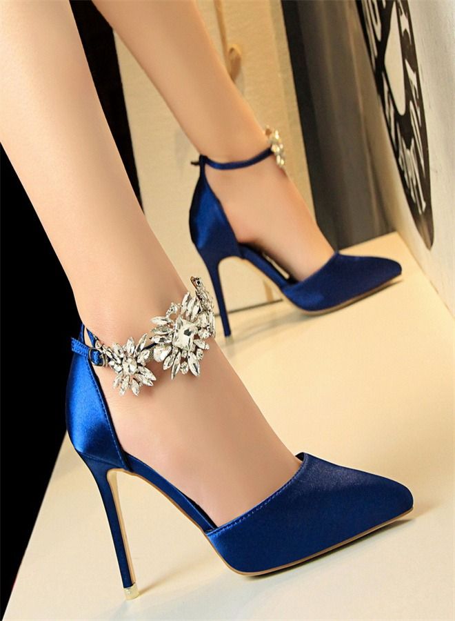 BIGTREE Fashion Trend High-Heeled Sandals 9.5CM Blue 