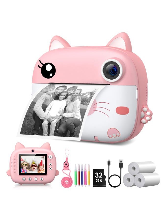 GREENKINDER Kids Camera Instant Print,2.5K Digital Video Instant Print Camera for Kids, Selfie Toddler Cameras with No Ink Print Paper & 32G SD Card, Christams Birthday Gifts for Girls Boys Age 3-12 - Image 1