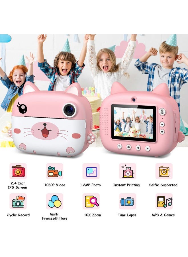 GREENKINDER Kids Camera Instant Print,2.5K Digital Video Instant Print Camera for Kids, Selfie Toddler Cameras with No Ink Print Paper & 32G SD Card, Christams Birthday Gifts for Girls Boys Age 3-12 - Image 2