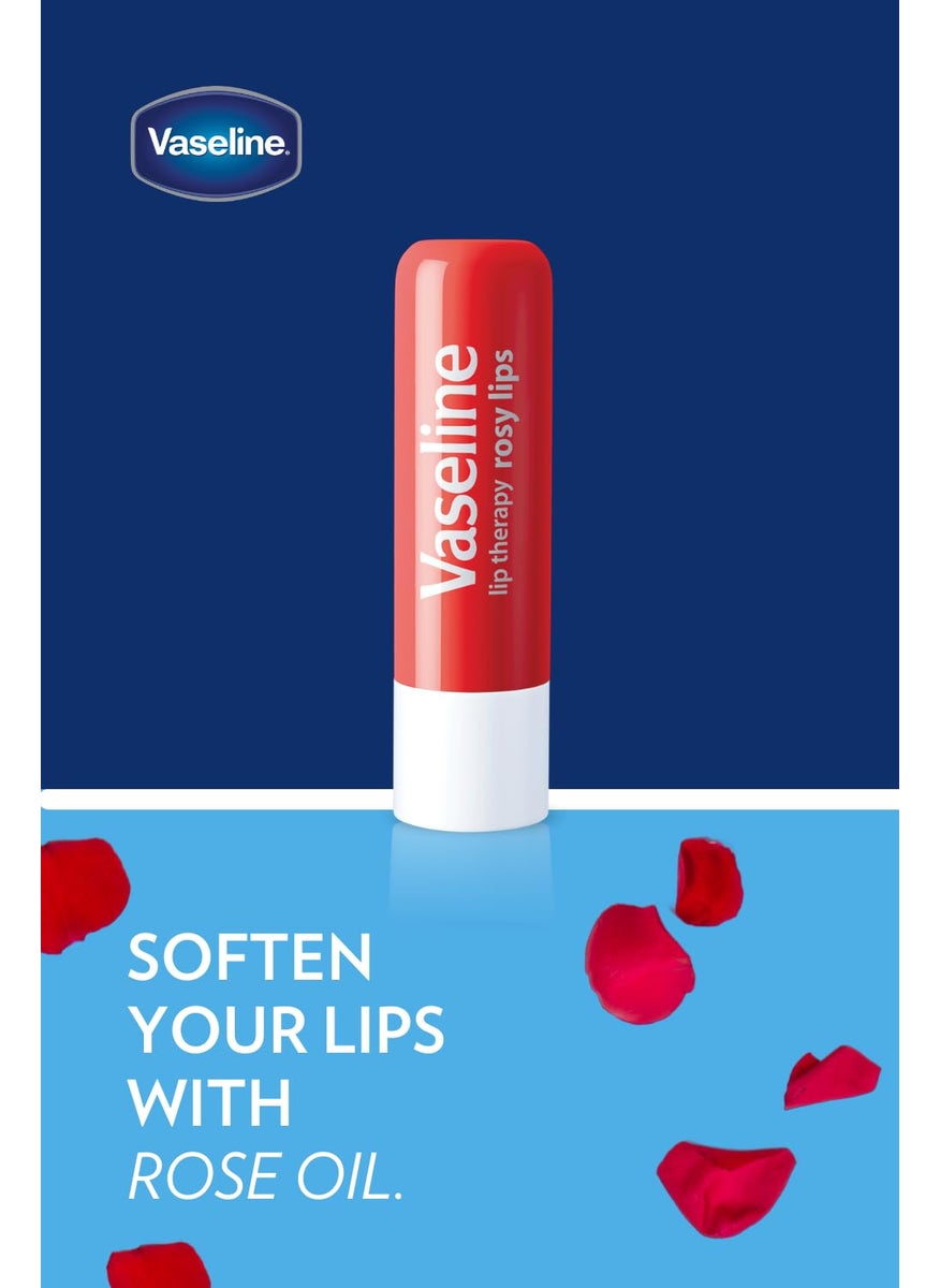 Vaseline Vaseline Lip Therapy Care Rosy FastActing Nourishment Ideal for Chapped Dry Cracked or Damaged Lips Lip Balm 4Pack 016 Oz Each  - Image 5