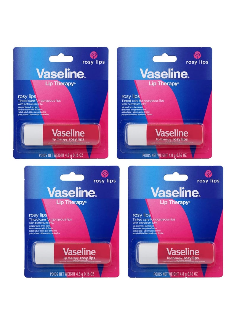 Vaseline Vaseline Lip Therapy Care Rosy FastActing Nourishment Ideal for Chapped Dry Cracked or Damaged Lips Lip Balm 4Pack 016 Oz Each  - Image 1