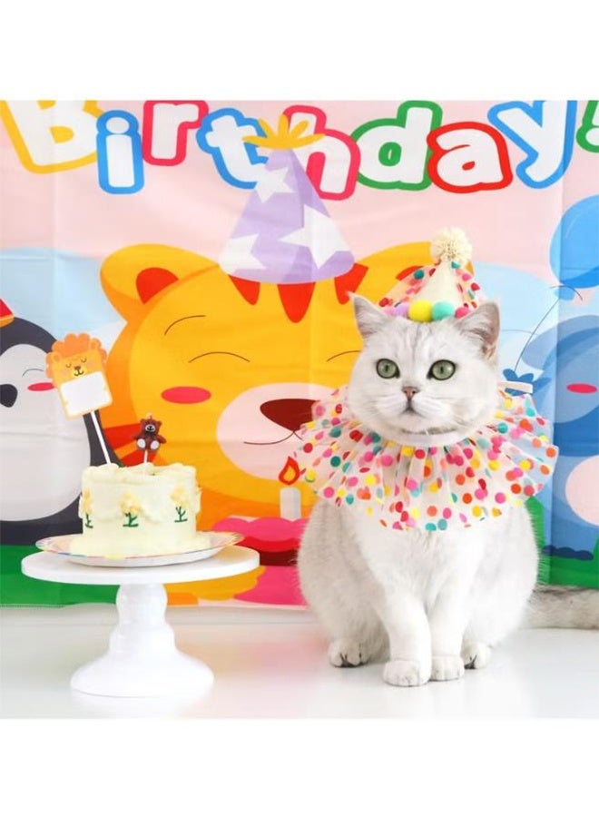 Pet Birthday Party Decorations Set, Cute Lace Dog Bib Scarf and Birthday Hat, Puppycat Birthday Bandana Scarf and Party Hat, Cat Dog Princess Costumes  - Image 3