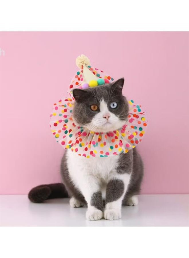 Pet Birthday Party Decorations Set, Cute Lace Dog Bib Scarf and Birthday Hat, Puppycat Birthday Bandana Scarf and Party Hat, Cat Dog Princess Costumes  - Image 4