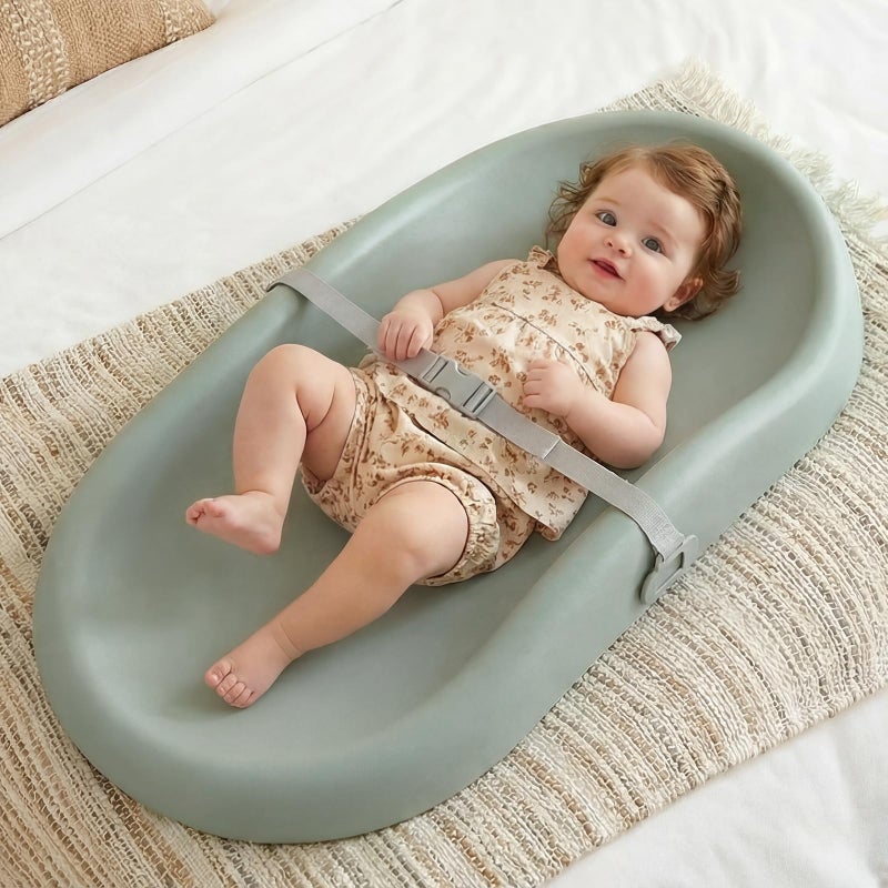 Mallify Baby Changing Pad with Waterproof and Non-Toxic Surface, Changing Table Pad with Adjustable Safety Strap and Cushioned Foam, Easy-Clean & Portable Changing Pad for Dresser(Green) - Image 1