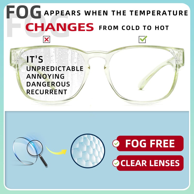 Alsenor Safety Glasses Anti Fog Goggles Fit Over Prescription Eyewear For Ansi Z87.1 Certified Oversized Eyeglasses For Men Women (Oversized-Jade) - Image 3