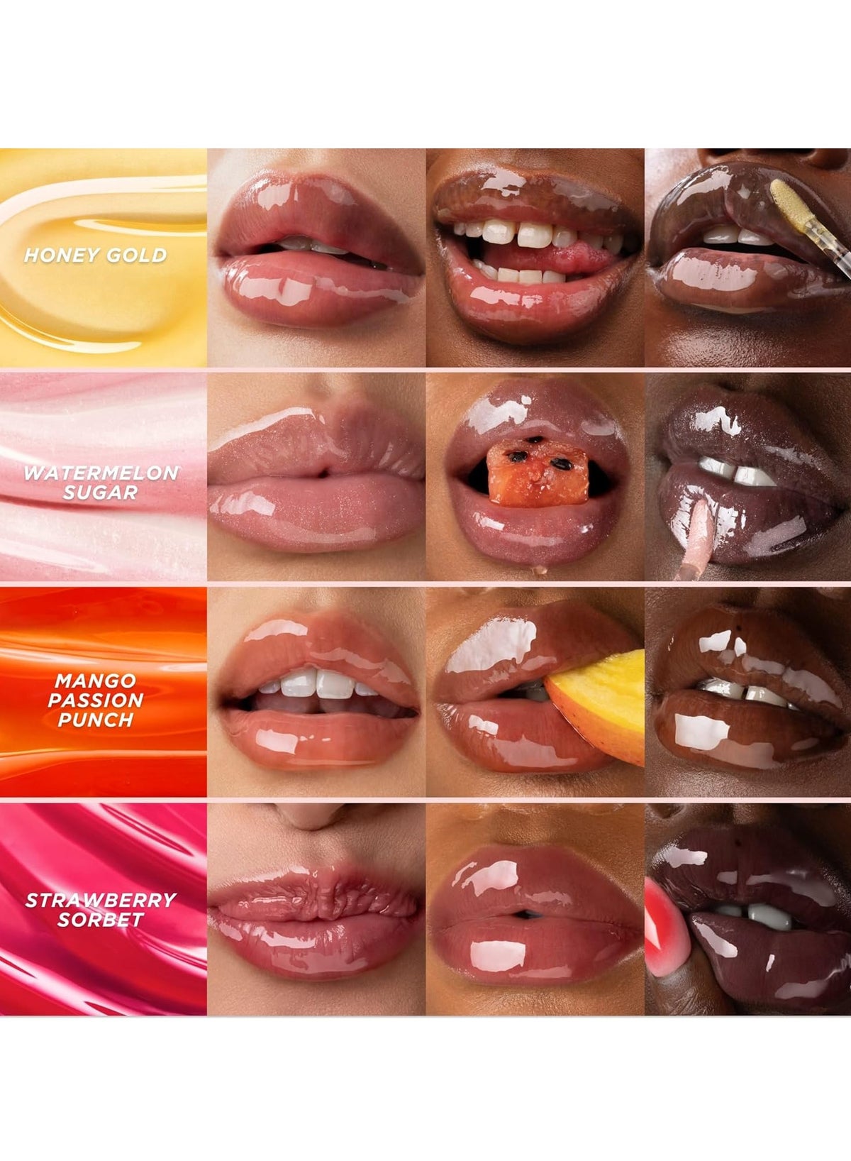 Gisou Honey Infused Lip Oil Strawberry Sorbet - Sheer Pinky Red, Hydrating&Nourishing Lip Treatment (0.27 Oz / 8 Ml)