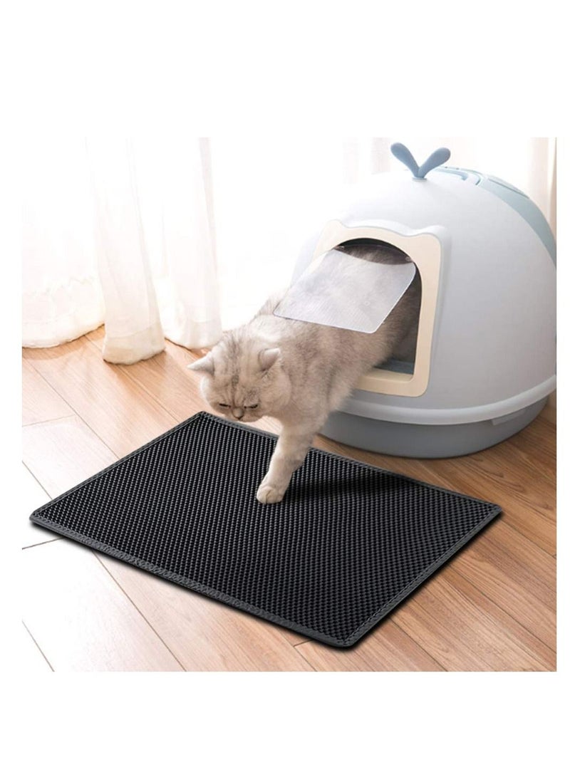 SYOSI Cat Litter Mat, SYOSI Honeycomb Double Layer Trapping Litter Mat Design, Waterproof Urine Proof Kitty Litter Mat, Easy Clean Scatter Control Black - Image 4