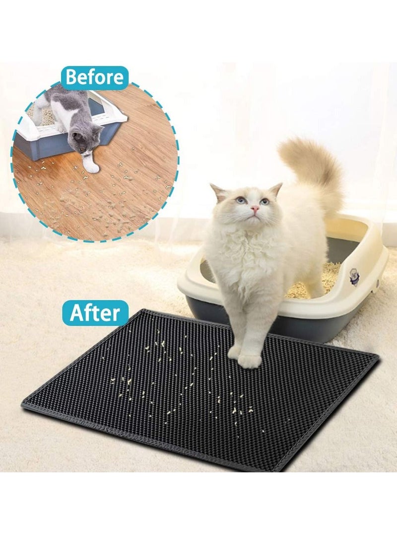 SYOSI Cat Litter Mat, SYOSI Honeycomb Double Layer Trapping Litter Mat Design, Waterproof Urine Proof Kitty Litter Mat, Easy Clean Scatter Control Black - Image 3