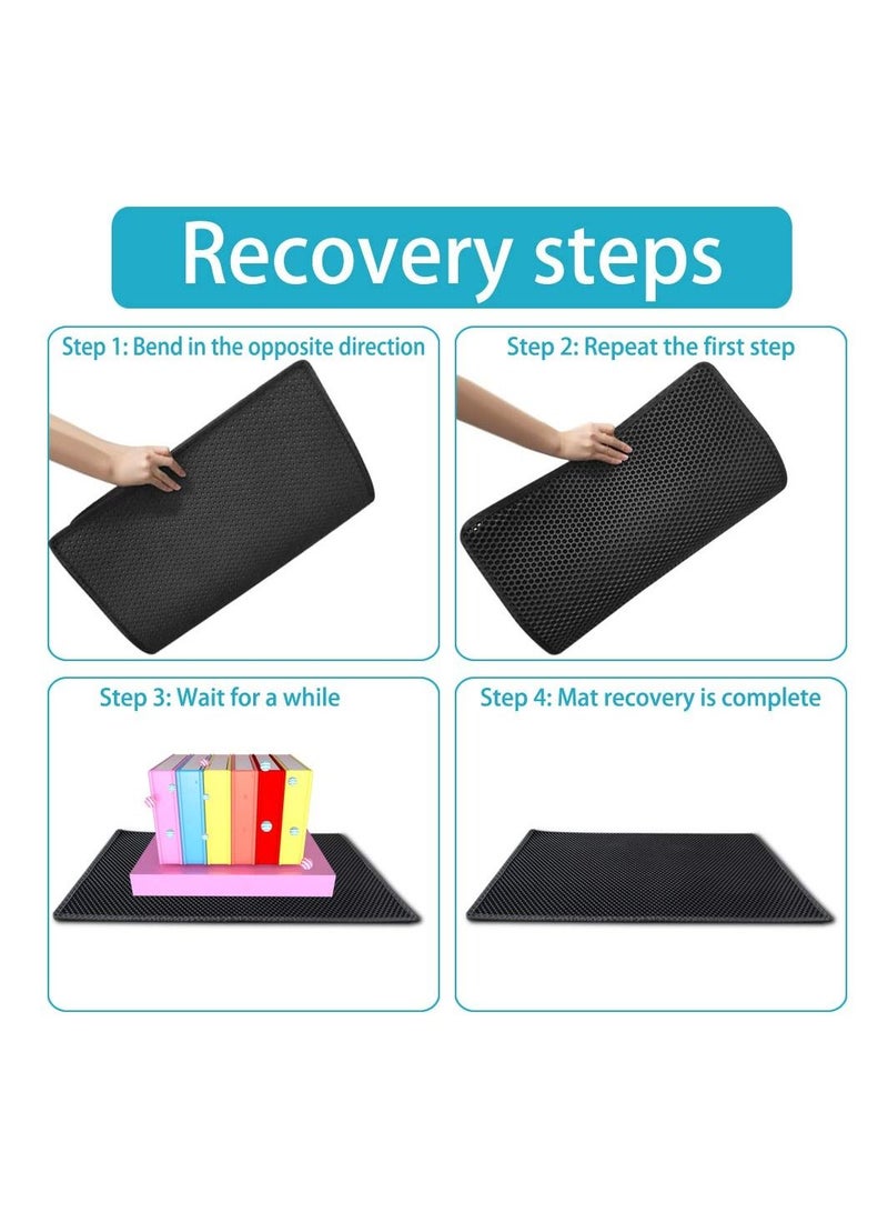 SYOSI Cat Litter Mat, SYOSI Honeycomb Double Layer Trapping Litter Mat Design, Waterproof Urine Proof Kitty Litter Mat, Easy Clean Scatter Control Black - Image 5