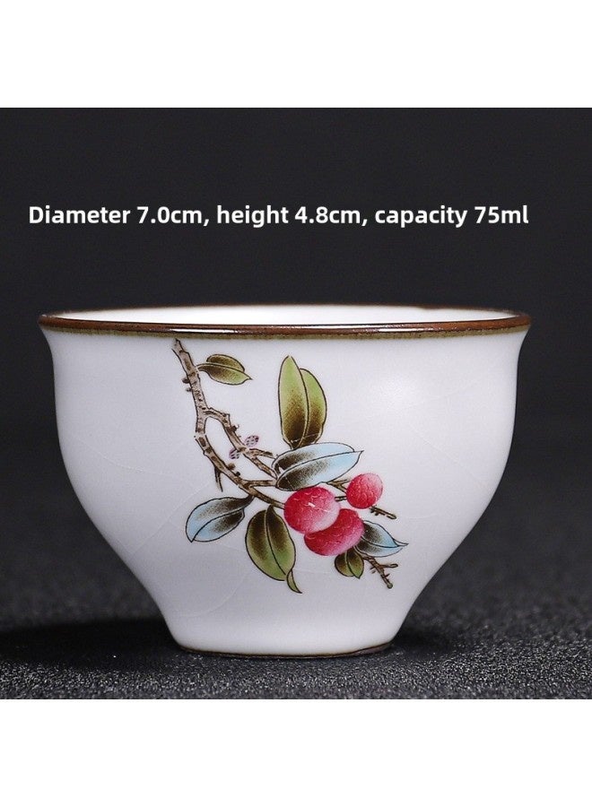Ru Kiln Teacup Master Cup Individual Single Cup Open Piece Ice Flower Glaze Ceramic Tea Tasting Cup Kung Fu Tea Set Tea Bowl Gift Box-Color:Ru Kiln Moon White Bell Cup-lychee Collect And Purchase To Get A Tea Towel-Capacity:Other - Image 1
