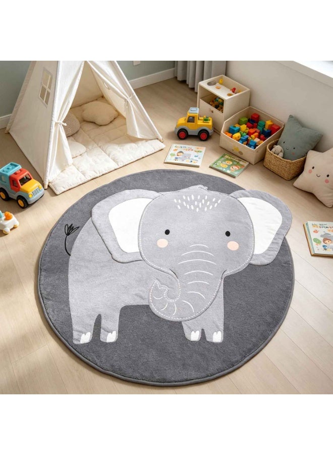 Modern Area Rugs, Cartoon Pattern Baby Play Mat,Ultra Soft Indoor Pad Crawling Blanket Carpet,Decor for Children Bedroom Home Decor(Elephant) - Image 4