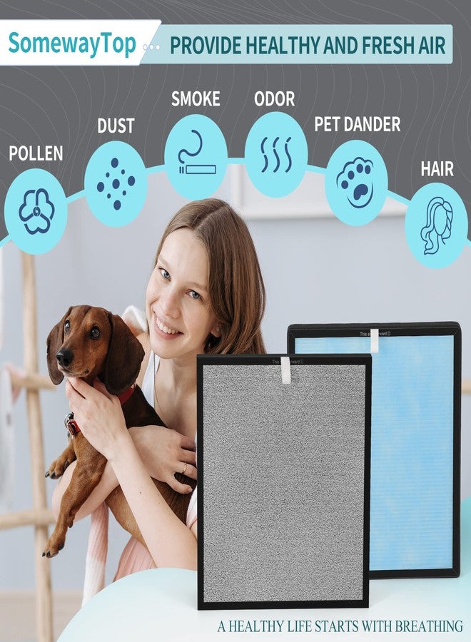 SOMEWAYTOP [2 SETS] Air Replacement Filter Set Compatible with HSP001 Air Filters True Air Clenaer for Home, H13 HEPA, HEPA Pre-filter,Carbon and Pre-filter 4 - Image 2