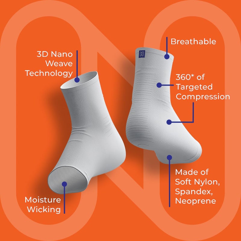 NanoSocks Compression Socks for Women & Men (1 Pair) - BEST Ankle Brace Support Sleeve for Neuropathy, Plantar Fasciitis, Diabetic Foot Nerve Pain Relief - Toeless (Medium, White) - Image 3