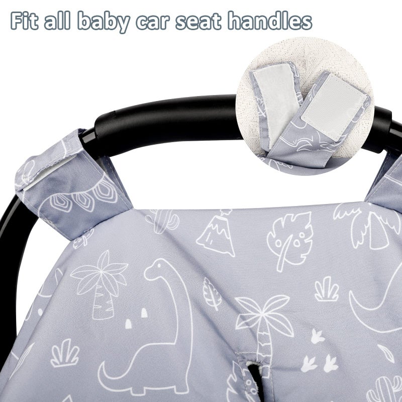 DILIMI Car Seat Covers for Babies, Peekaboo Opening Infant Car Seat Canopy for Baby Boys Girls, 2 in 1 Mom Nursing Breastfeeding Covers, Minky Warm Carseat Canopy for Newborn, Dinosaur - Image 3