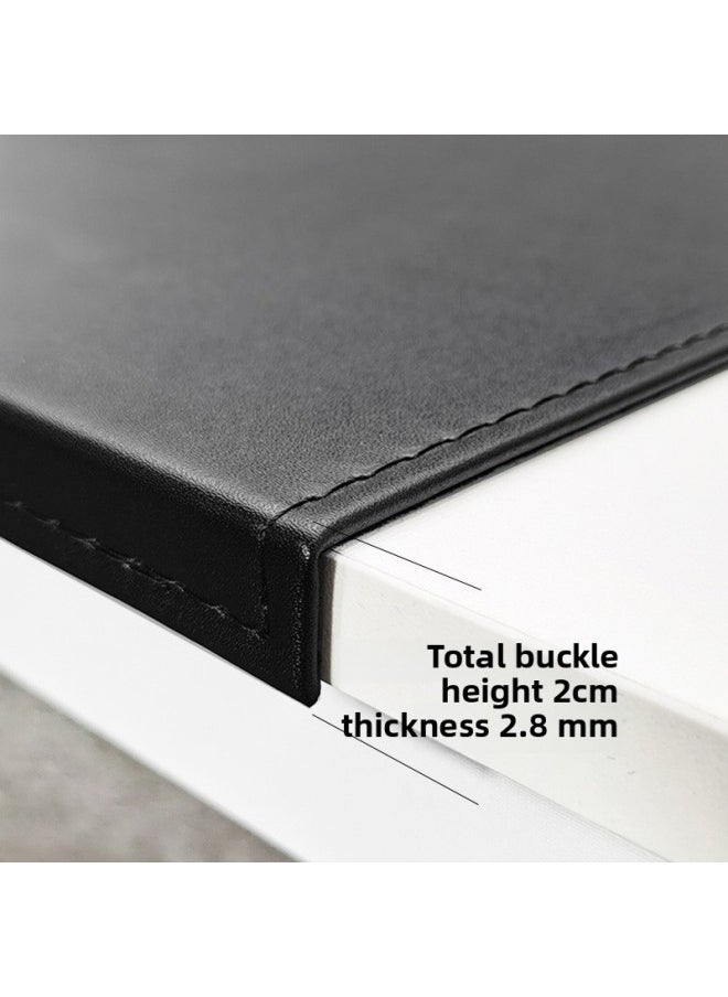 Buckle Hanging Edge Computer Office Writing Desk Pad Folding Edge Elbow Pad Hardened And Thickeneded Lock Line Household Leather Mouse-Color:600x300mm-2.8mm-Pattern:Dark Blue Mat With Hanging Edge  - Image 3