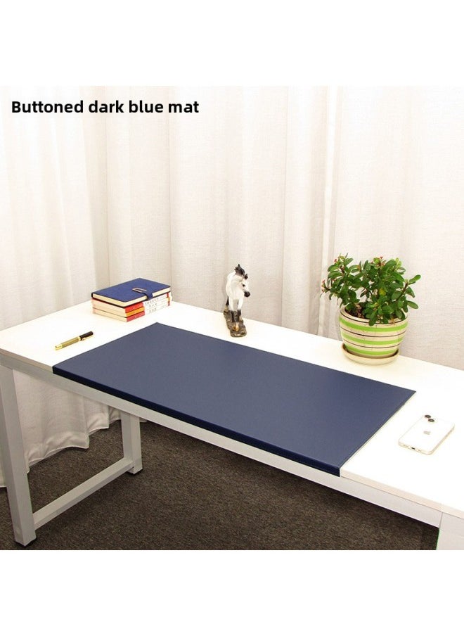 Buckle Hanging Edge Computer Office Writing Desk Pad Folding Edge Elbow Pad Hardened And Thickeneded Lock Line Household Leather Mouse-Color:600x300mm-2.8mm-Pattern:Dark Blue Mat With Hanging Edge  - Image 1