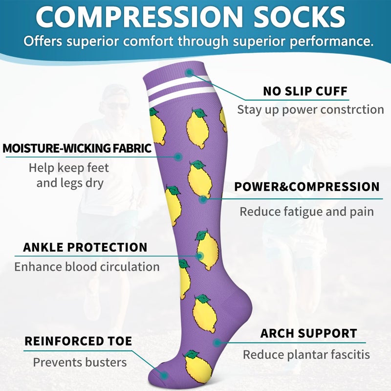 Bluemaple 6 Pack Copper Compression Socks for Women and Men Circulation-Best Support for Medical,Running,Nursing,Athletic - Image 5