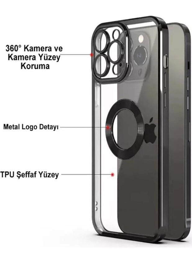 Voyo Apple iPhone 14 Pro Max Logo Detailed Silicone Black Camera Protection mega MF-VY-11A  - Image 2