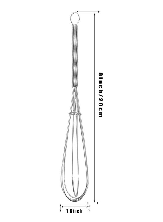 Digead Mini Wire Whisk, 8 Inch Small Whisk for Cooking - Ergonomic Spiral Handle, 304 Stainless Steel - Ideal for Whisking, Beating, Blending & Mixing Sauces - Silver - Image 2