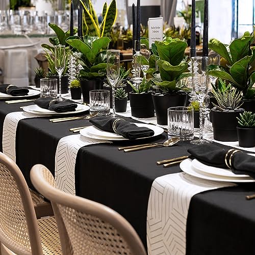 sancua 2 Pack Black Tablecloth 60 x 102 Inch, Rectangle 6 Feet Table Cloth - Stain and Wrinkle Resistant Washable Polyester Table Cover for Dining Tables, Buffet Parties and Camping - Image 4