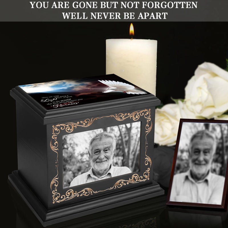 ADMLC Cremation Urns for Human Ashes Adult Male or Female, Funeral Memorial Urns for Ashes with Photo Frame, Wooden Urns Box and Casket for Men Women, Burial Urn for Adults Up to 200 IBS - Image 4