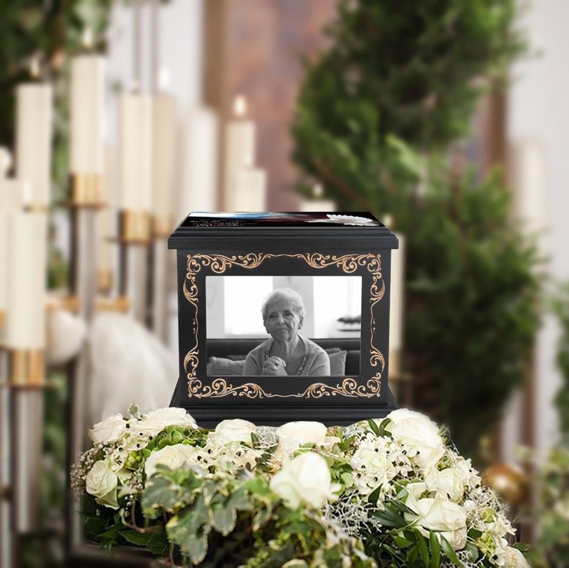 ADMLC Cremation Urns for Human Ashes Adult Male or Female, Funeral Memorial Urns for Ashes with Photo Frame, Wooden Urns Box and Casket for Men Women, Burial Urn for Adults Up to 200 IBS - Image 5