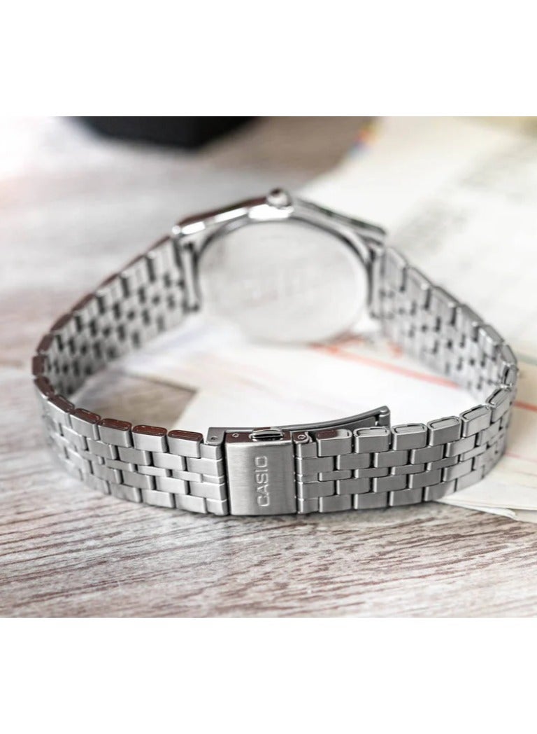 CASIO ساعة يد رجالية ريترو تناظرية كوارتز بحزام من الفولاذ المقاوم للصدأ MTP-B145D-4A2VEF - Image 3