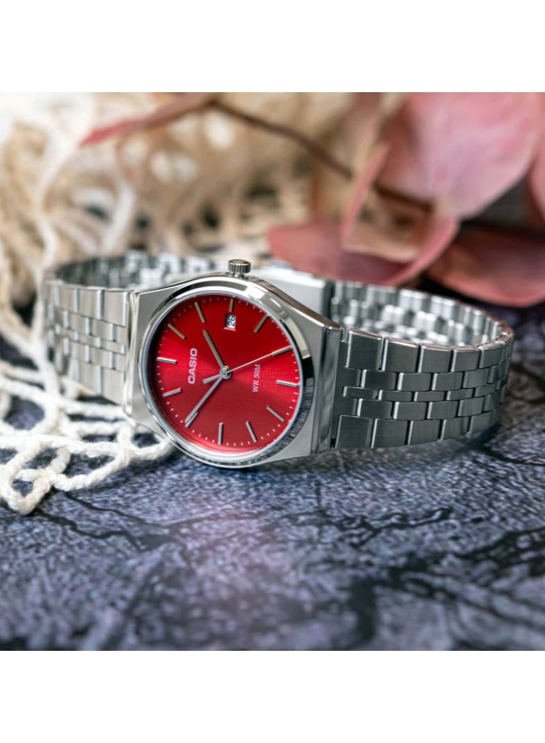 CASIO ساعة يد رجالية ريترو تناظرية كوارتز بحزام من الفولاذ المقاوم للصدأ MTP-B145D-4A2VEF - Image 4