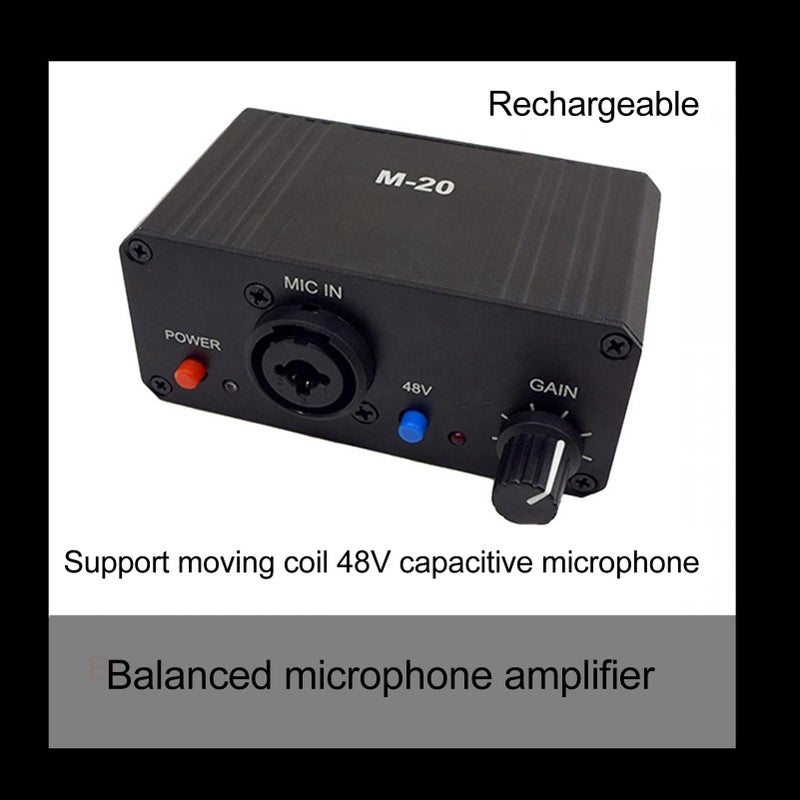 High Gain 48V XLR Microphone Preamp Aluminum Alloy Black For Dynamic Condenser Mic - Image 3